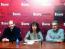El técnico del Aranga, la concejala y el presidente del club.