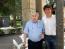 El alcalde Carlos Martínez junto al poeta Antonio Gamoneda, que esta mañana ha visitado la Feria.